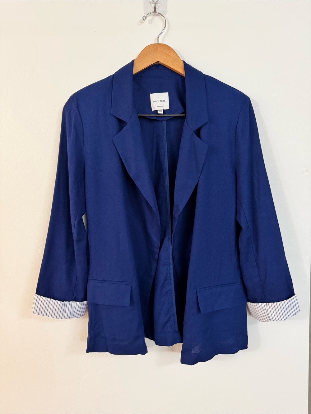 ❇️ NEW LOVE TREE Navy Open-Front Blazer Jacket ❇️